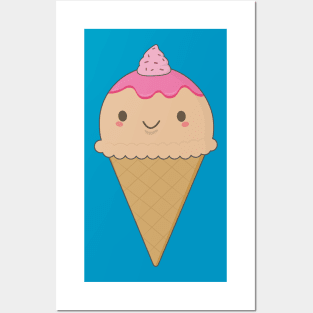 Cute and Kawaii Ice Cream Cone T-Shirt Posters and Art